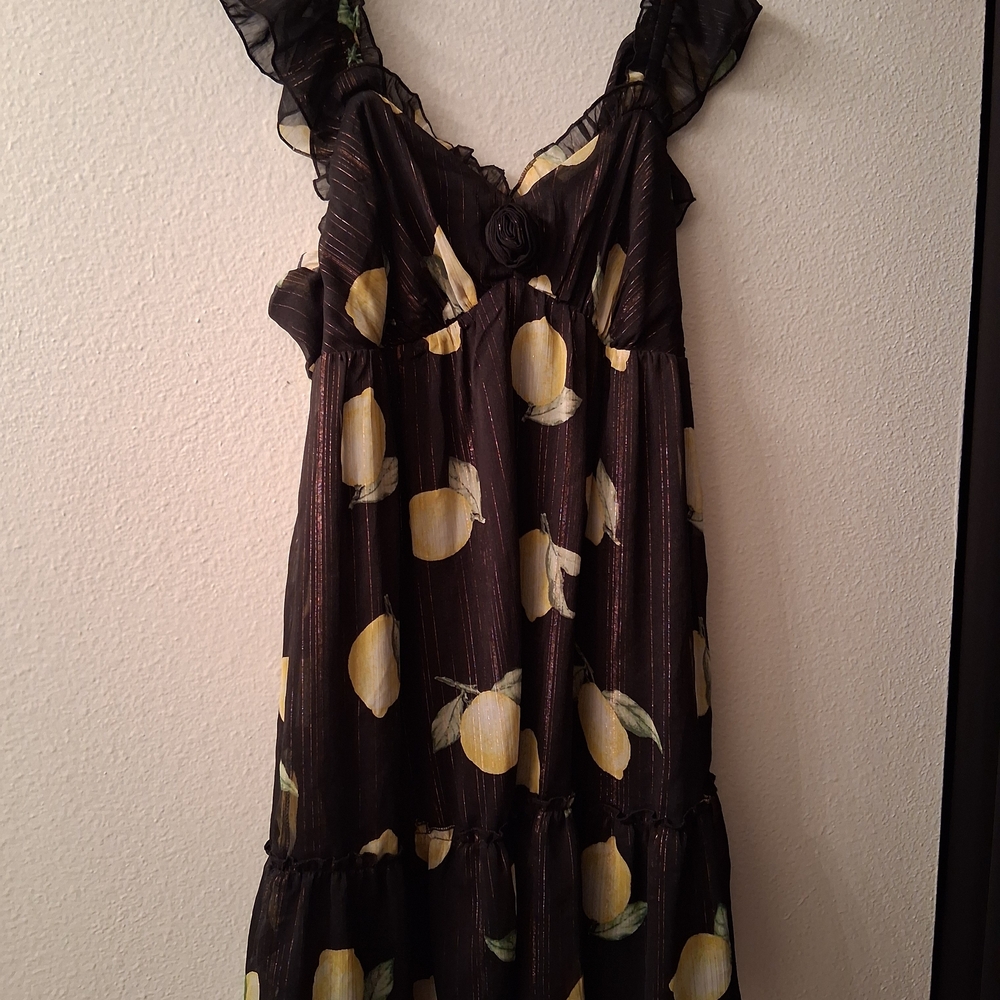 Mimi Chica Black Dress with Lemon Print